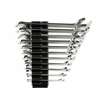 TEKTON Angle Head Open End Wrench Set w/Modular Slotted Organizer, 11-Piece 3/8 - 1 in. WAE95102